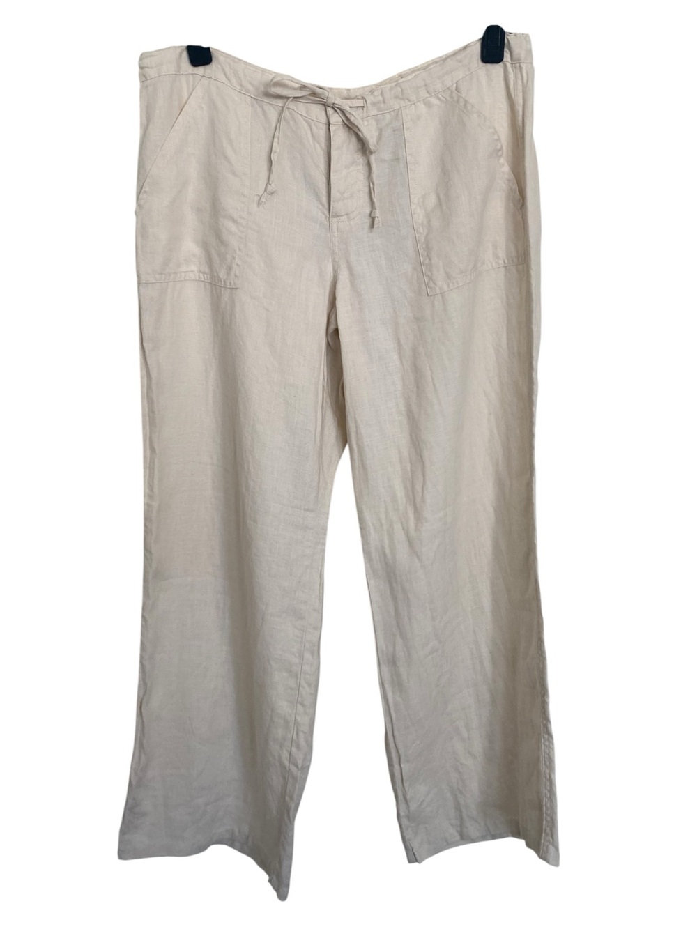 Vintage Gap Y2K 100% Linen Wide Leg Pants Size 8 Beige Drawstring